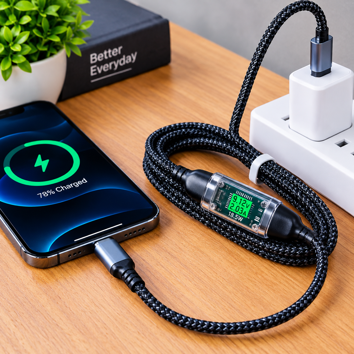 🔌 3-in-1 Fast Charging Braided Cable with Digital Display One Cable. 3 Connectors. Everyday Convenience.